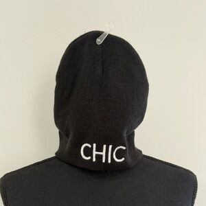 New Charming Charlie Black Knit Balaclava with 'CHIC' Embroidery 871
